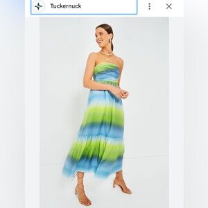 Tuckernuck Chartreuse and Sky Ombré Kaia Dress XS